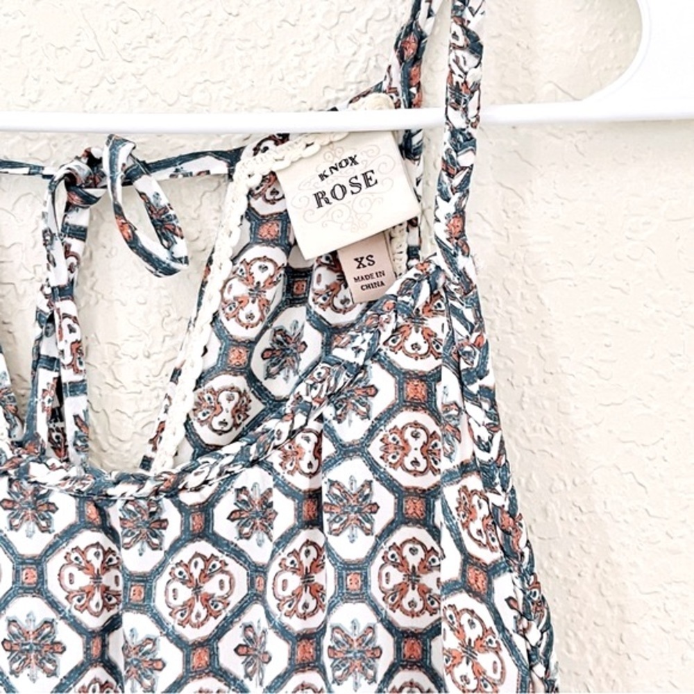 Knox Rose Boho Sleeveless Maxi Dress Paisley Braided Trim - Picture 3 of 4